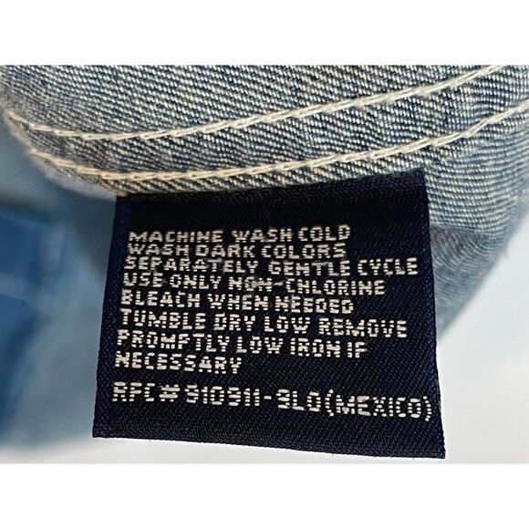 Vintage BUGLE BOY Shirt Men's Size XL Blue Denim Striped Button Down Cotton - Picture 7 of 12